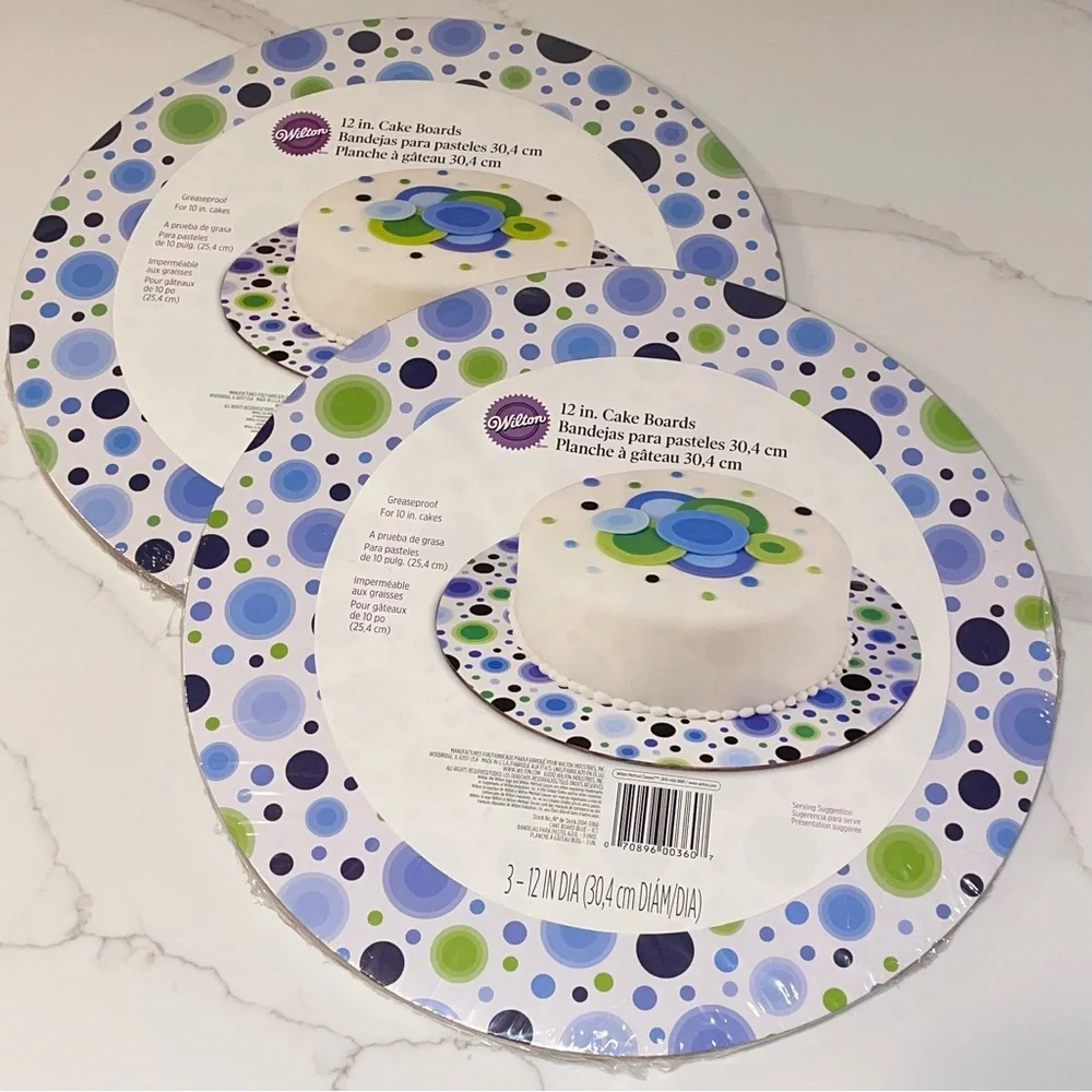 Wilton 12” Cake Boards - Blue Dot - 3 per pack - 2 packs